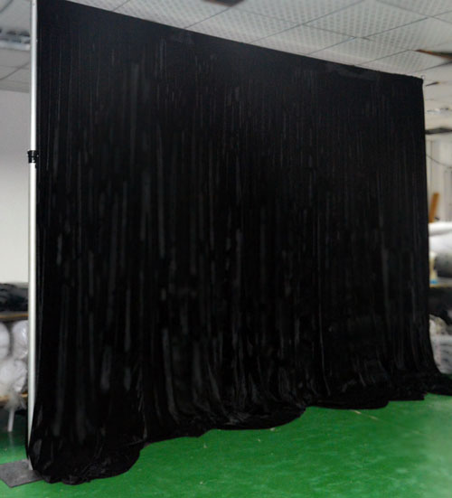 black pipe drape backdrop